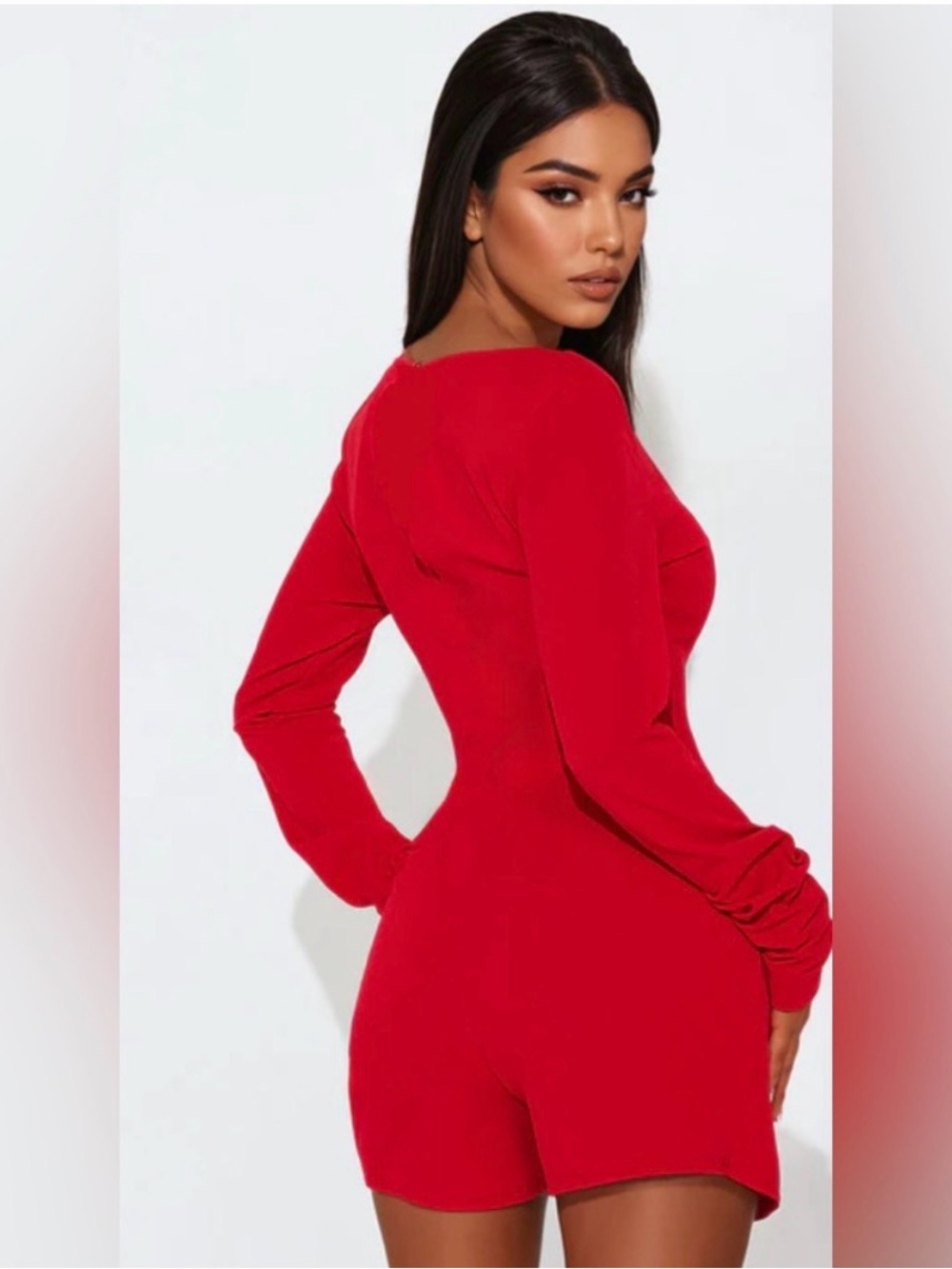 Express Red Long-Sleeve Romper